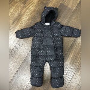 Black Polka Dot Baby Snowsuit / Overall